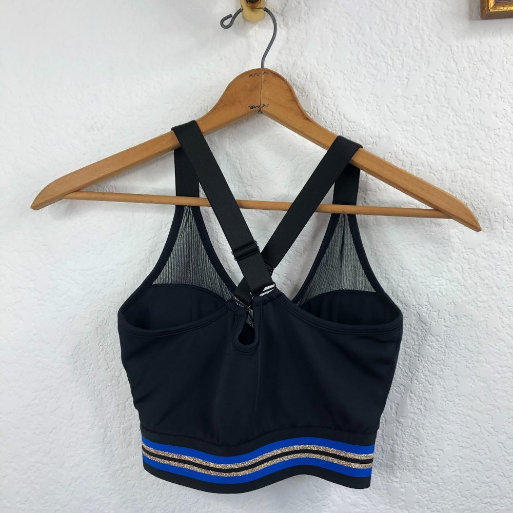 NylOra Mesh Sweetheart Metallic BandX Cross Back Sports Bra - Picture 2 of 6